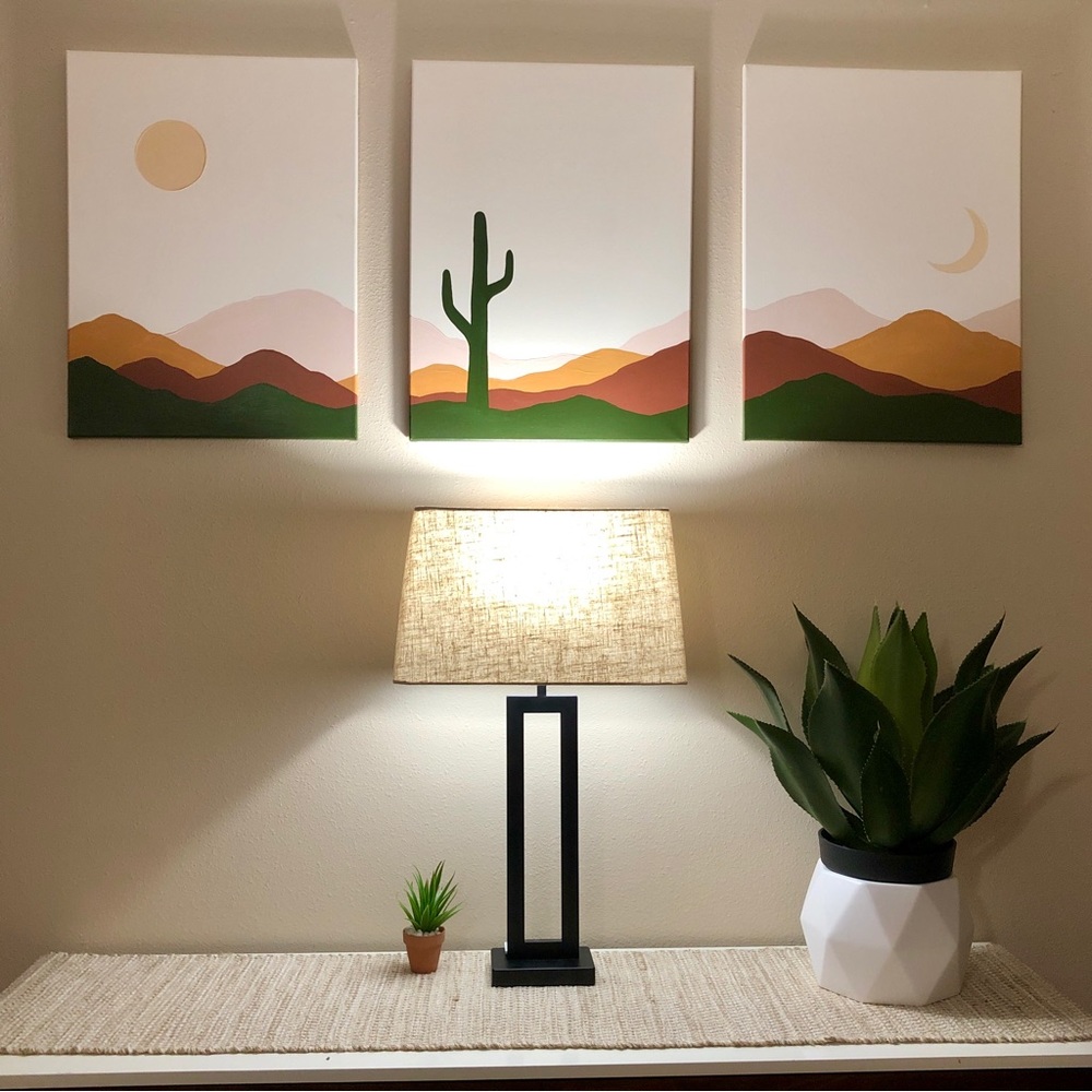 3 Piece Modern Western Desert Paintings - SET - Home Decor - Art
